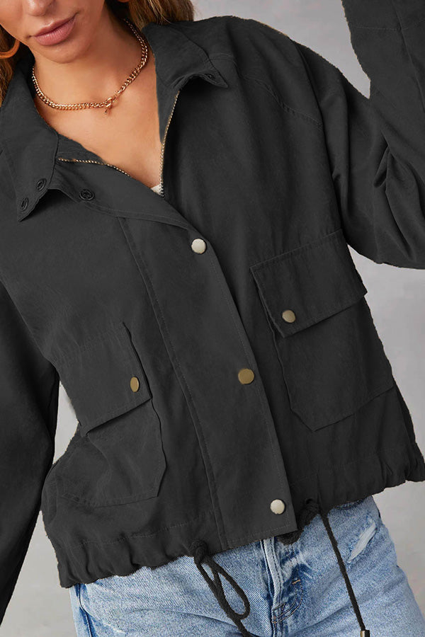 Velina Moda | Checked Lapel Double-Button Two-Pocket Midi Jacket