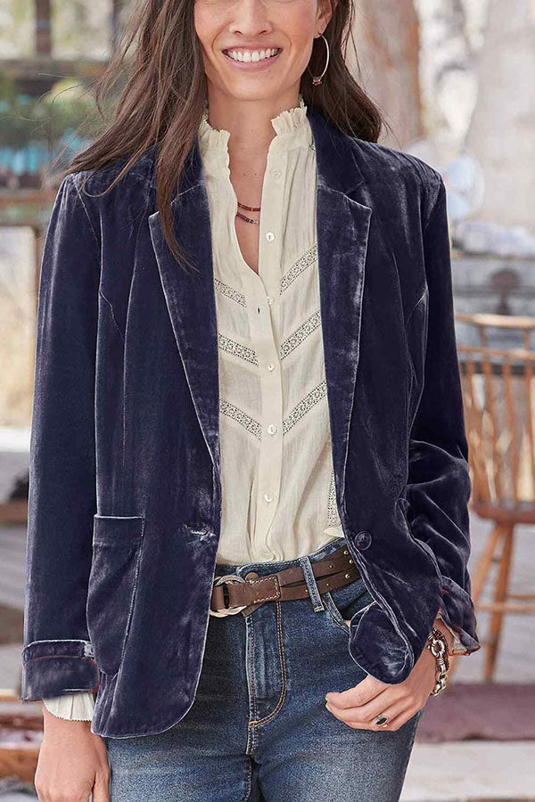 Velina Moda | Velvet Cropped Top Small Blazer