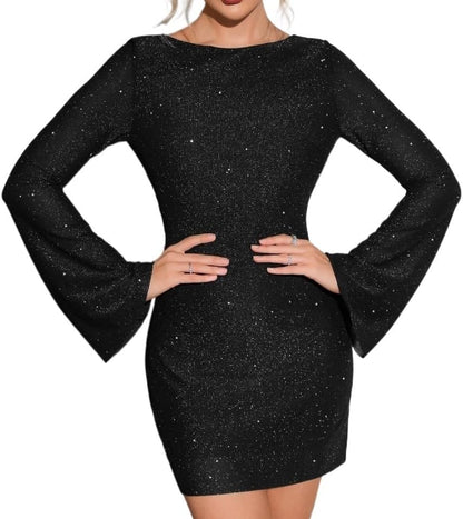 Short long-sleeved party dress