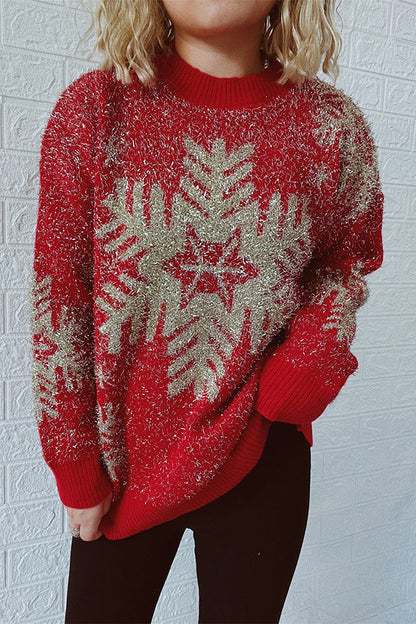 Velina Moda | Christmas Pattern Knitted Round Neck Long Sleeve Sweater