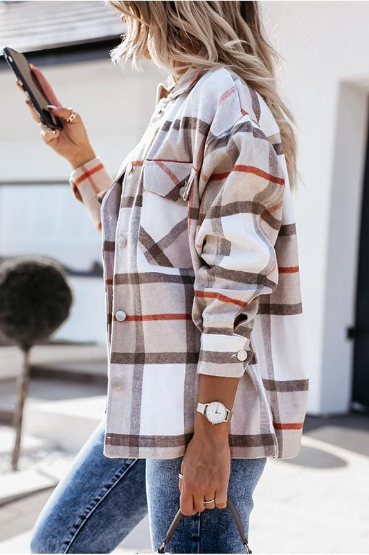 Velina Moda | Feeling Plaid with Pockets Relaxed Jacket
