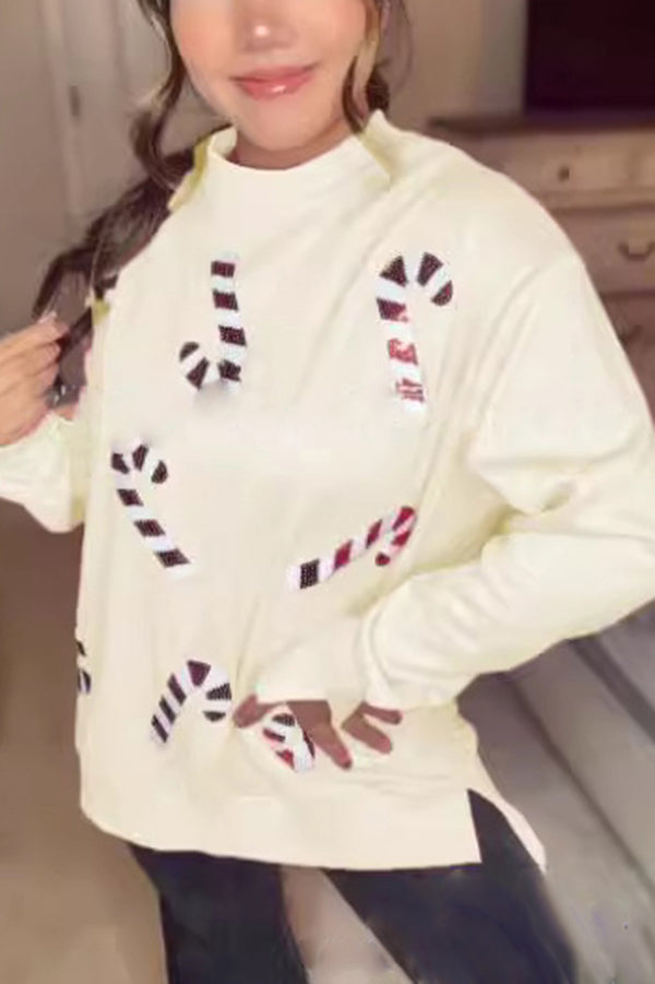 Velina Moda | Christmas Sequins Casual Round Neck Long Sleeve Sweatshirt