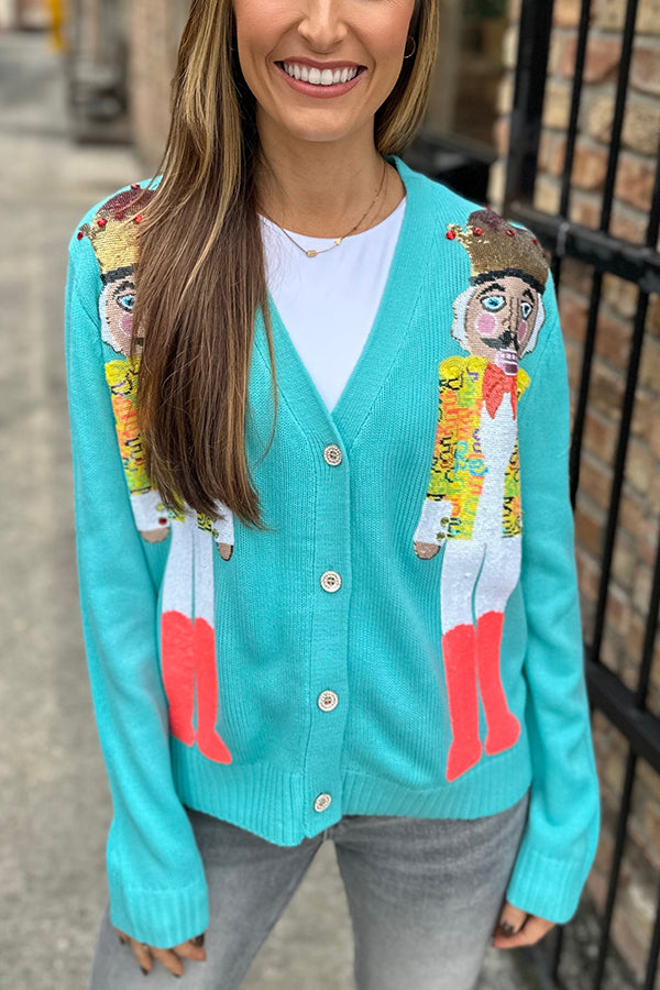 Velina Moda | Christmas Nutcracker Sequin Casual Cardigan