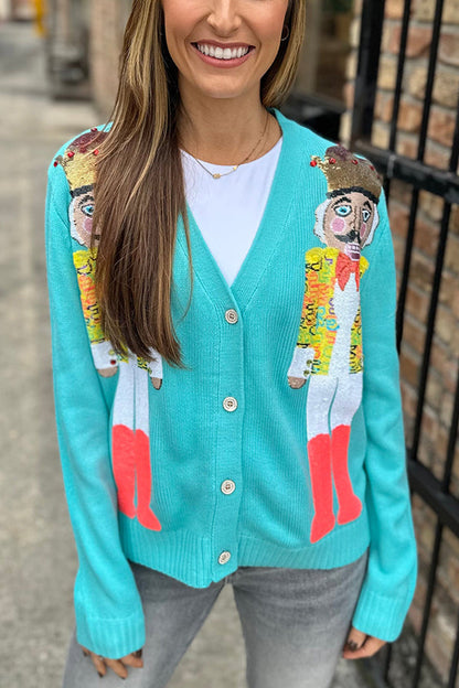 Velina Moda | Christmas Nutcracker Sequin Casual Cardigan