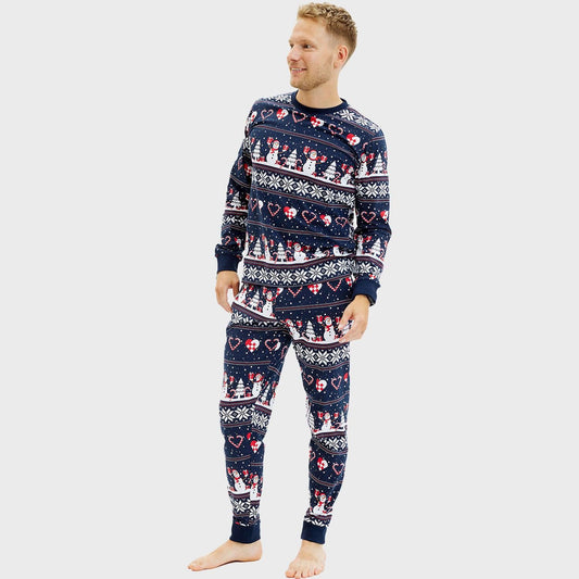 Velina Moda | Christmas Heart Christmas Pajamas Navy Men's