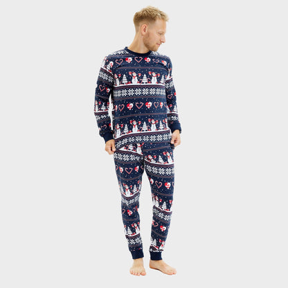 Velina Moda | Christmas Heart Christmas Pajamas Navy Men's
