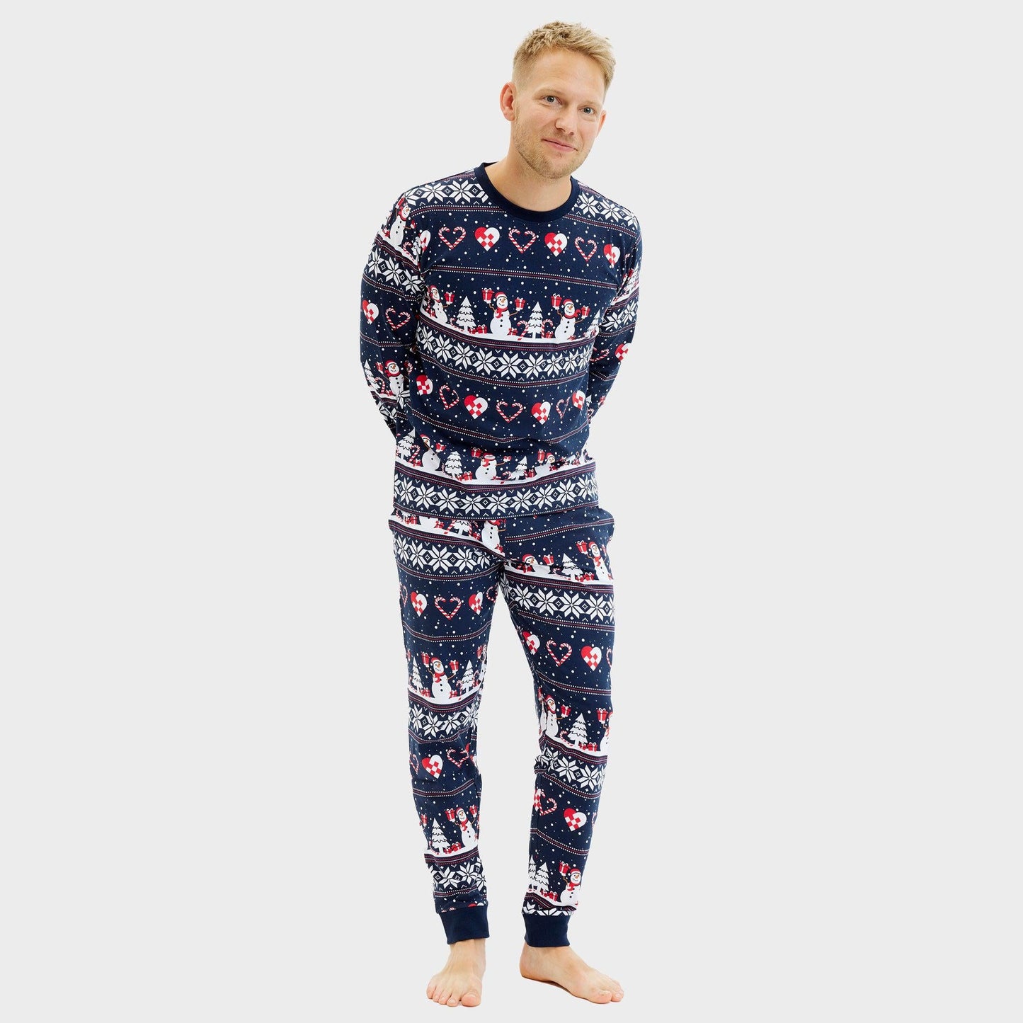 Velina Moda | Christmas Heart Christmas Pajamas Navy Men's