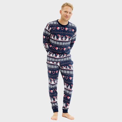 Velina Moda | Christmas Heart Christmas Pajamas Navy Men's