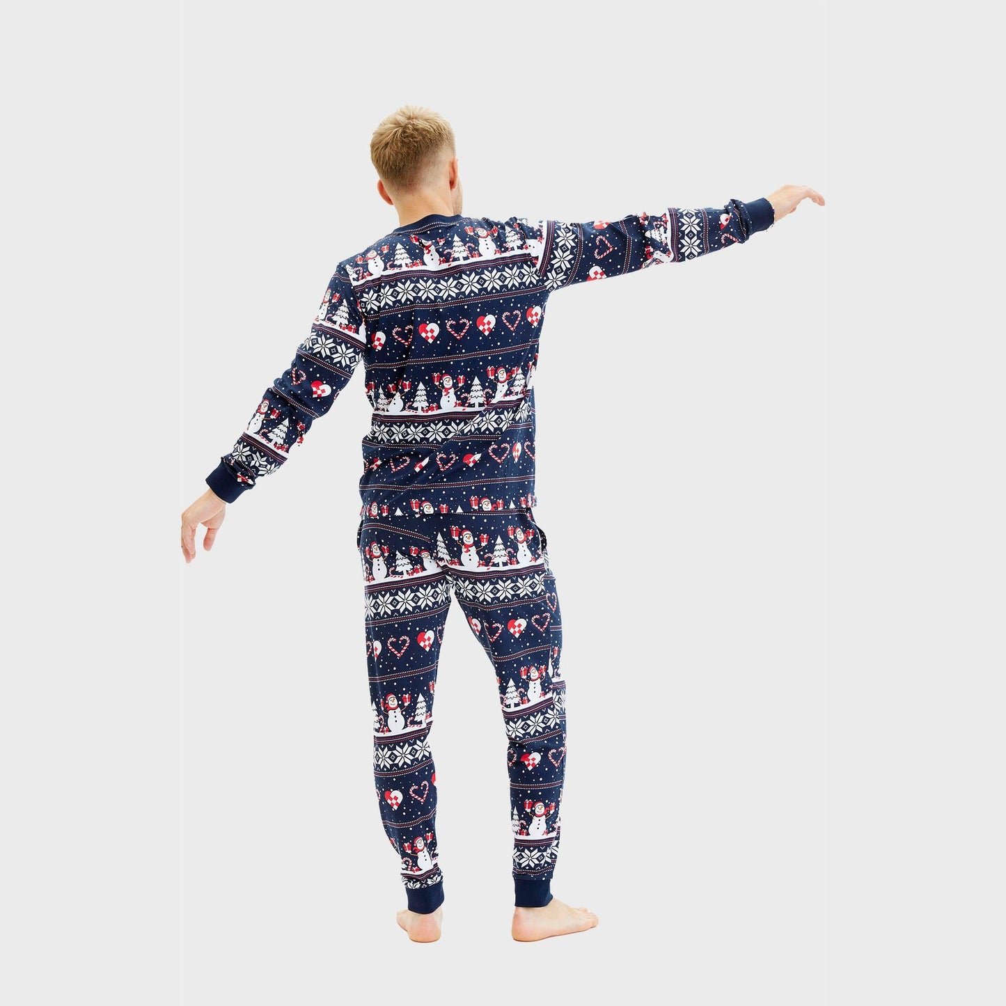 Velina Moda | Christmas Heart Christmas Pajamas Navy Men's