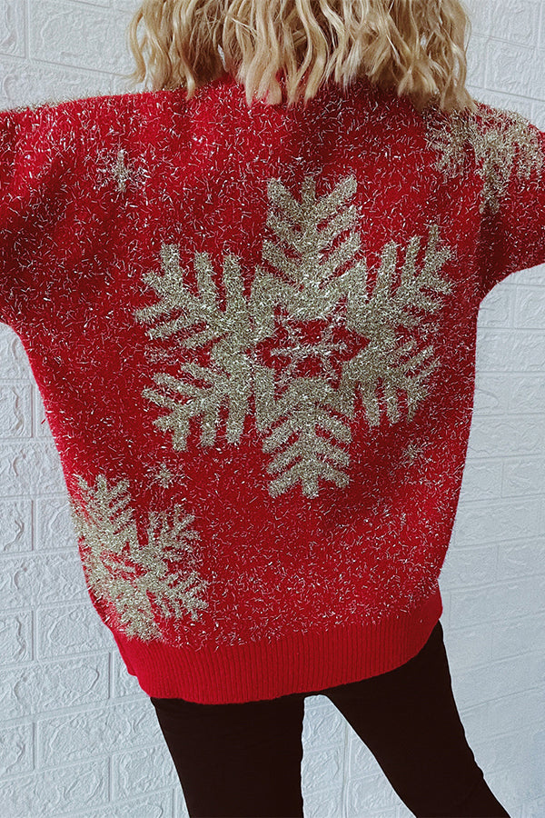 Velina Moda | Christmas Pattern Knitted Round Neck Long Sleeve Sweater
