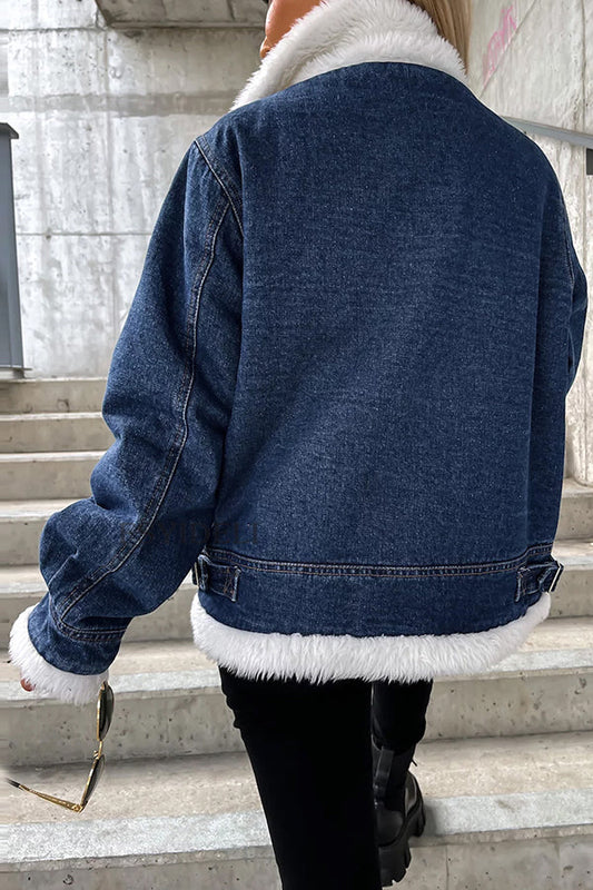 Velina Moda | Wool Patchwork Revers Loose Casual Jacket