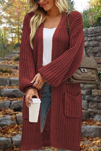 Velina Moda | Length Loose Oversized Double Pocket Cardigan Sweater Jacket