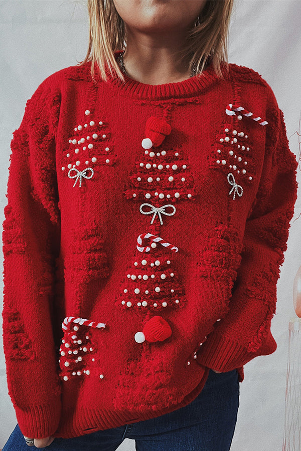 Velina Moda | Christmas Pattern Knitted Round Neck Long Sleeve Sweater