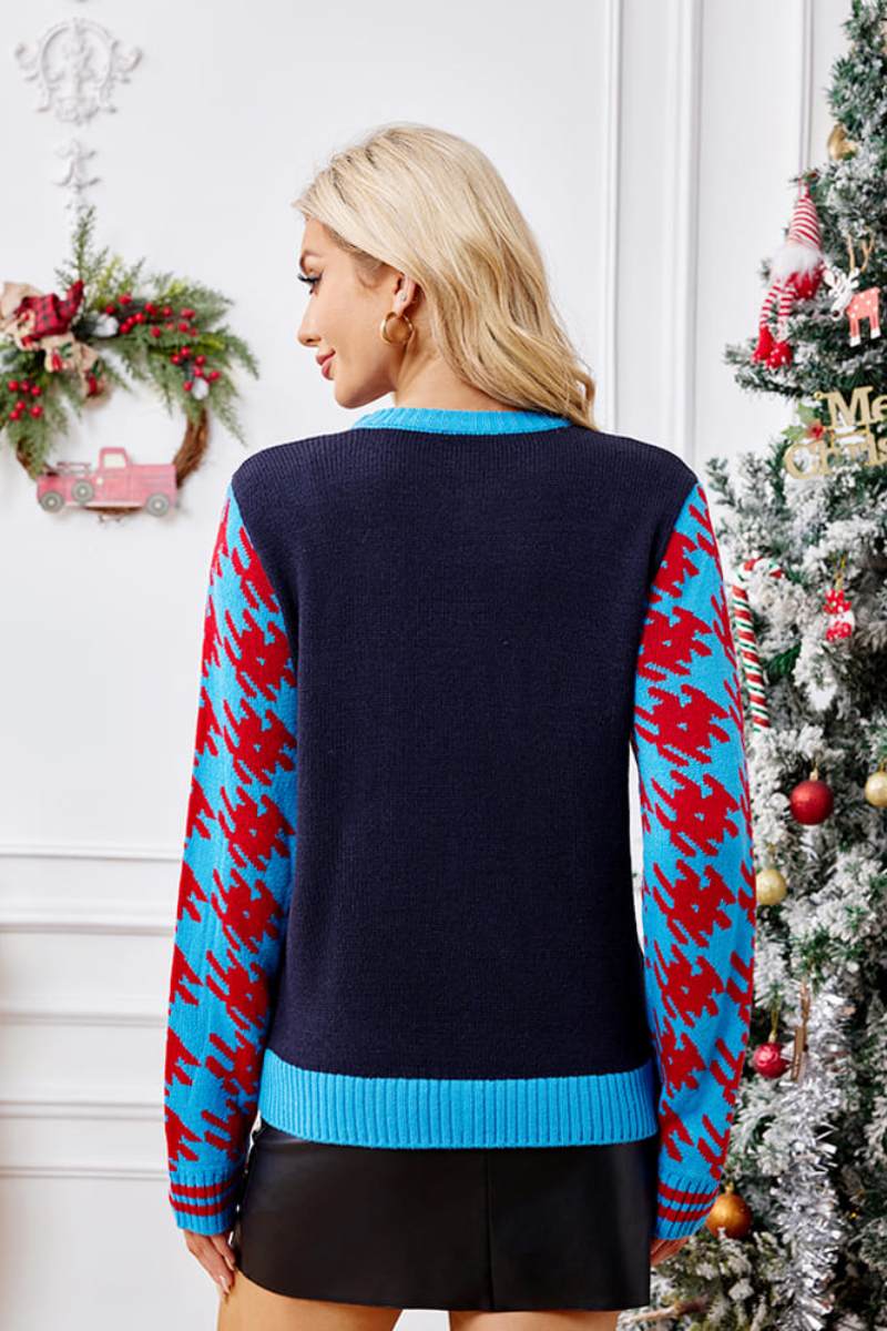 Velina Moda | Casual Christmas Socks Embroidery Sweater