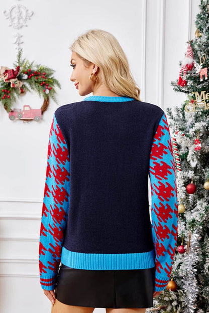 Velina Moda | Casual Christmas Socks Embroidery Sweater