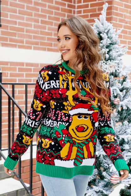 Velina Moda | Christmas Cartoon Reindeer Sweater