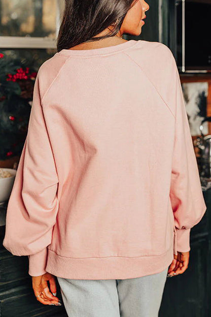 Velina Moda | Christmas Gingerbread Man Sequins Long Sleeve Sweatshirt