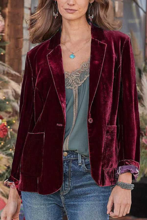 Velina Moda | Velvet Cropped Top Small Blazer