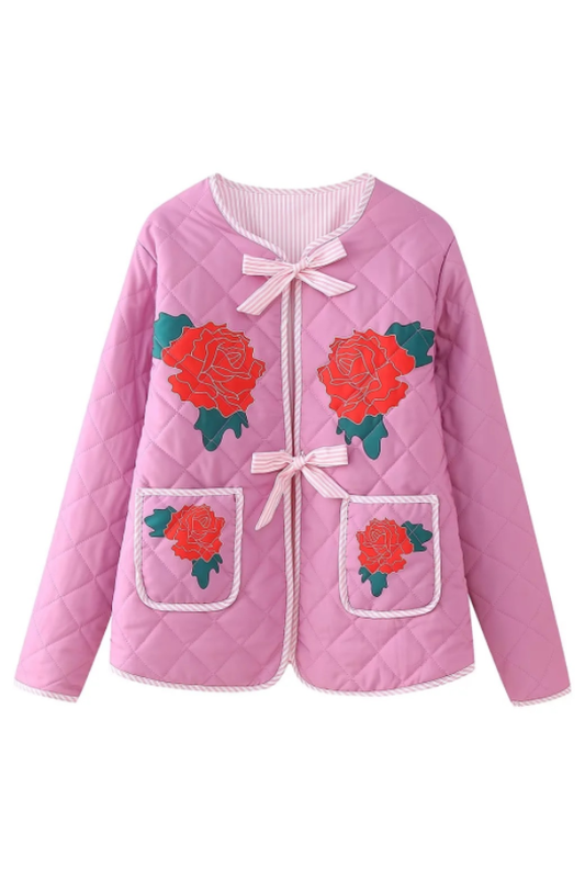 Velina Moda | Print Bow Puffer Jacket