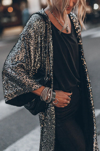 Shiny windbreaker cardigan with sequins - Suzie
