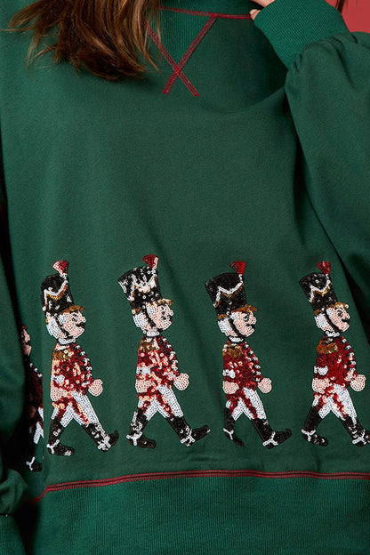 Velina Moda | Christmas Soldier Sequins Long Sleeve Casual Sweatshirt