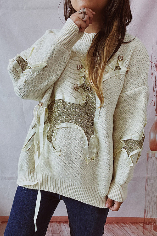 Velina Moda | Christmas Pattern Knitted Round Neck Long Sleeve Sweater