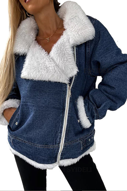 Velina Moda | Wool Patchwork Revers Loose Casual Jacket