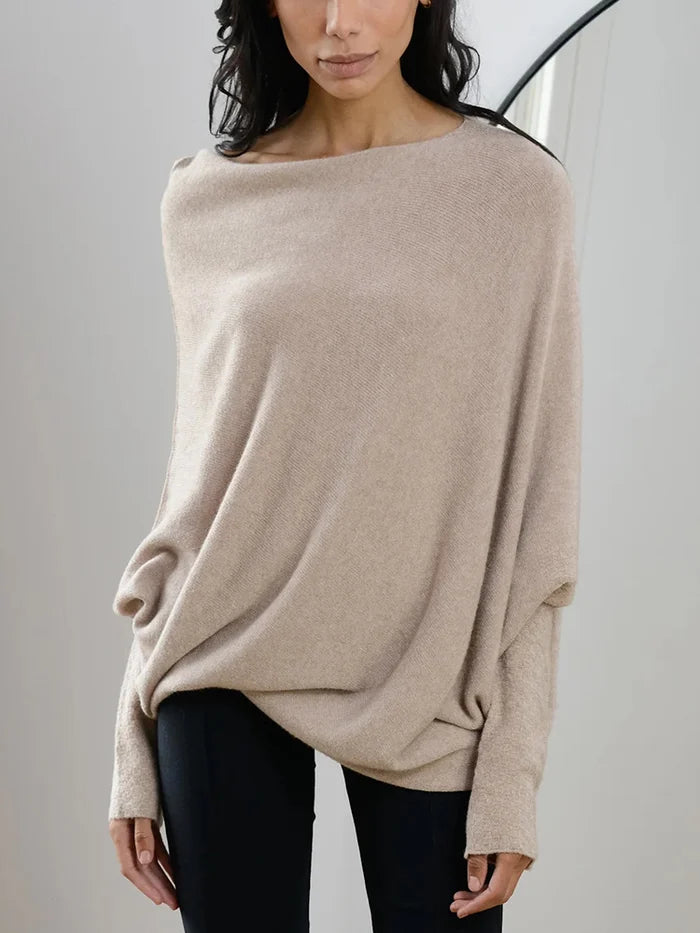 Asymmetrical draped sweater