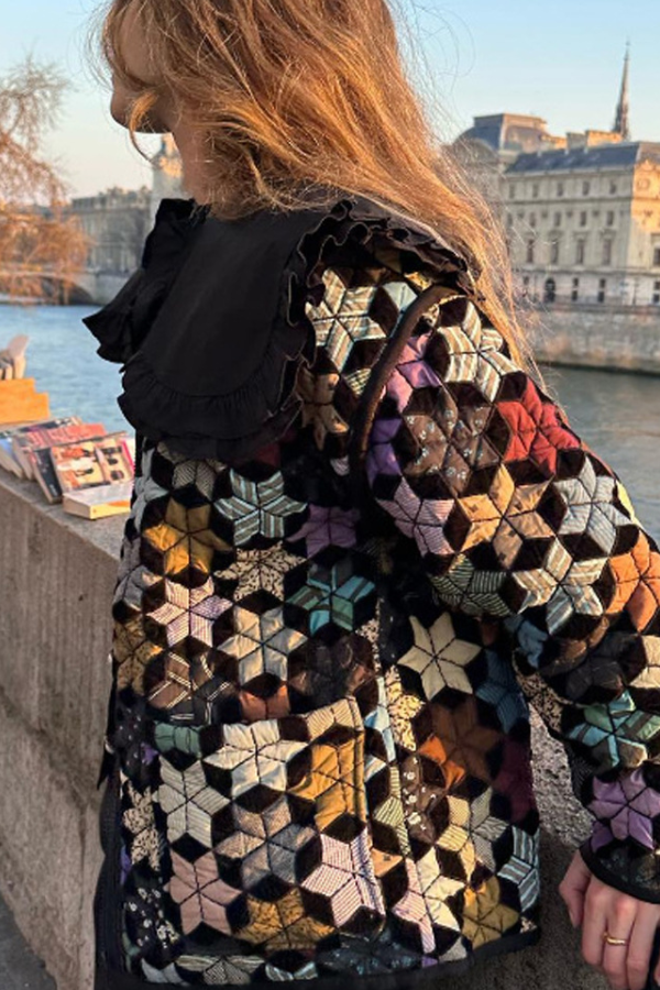 Velina Moda | Five-Pointed Star Print Cotton Jacket