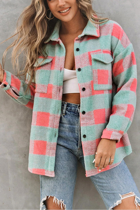 Velina Moda | Check Color Block Casual Oversized Jacket