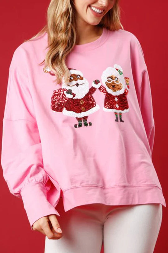 Velina Moda | Santa Sequins Casual Loose Long Sleeve Sweatshirt