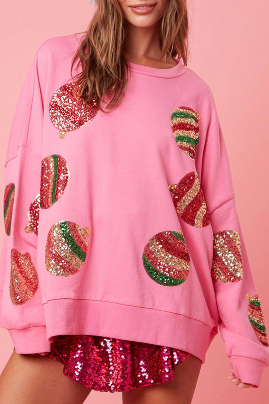 Velina Moda | Christmas Egg Sequin Casual Long Sleeve Sweatshirt