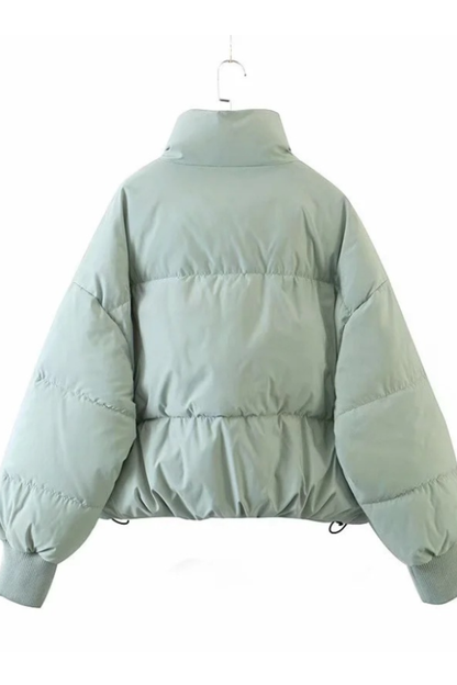 Velina Moda | Collar Zipper Pocket Thick Warm Cotton Jacket