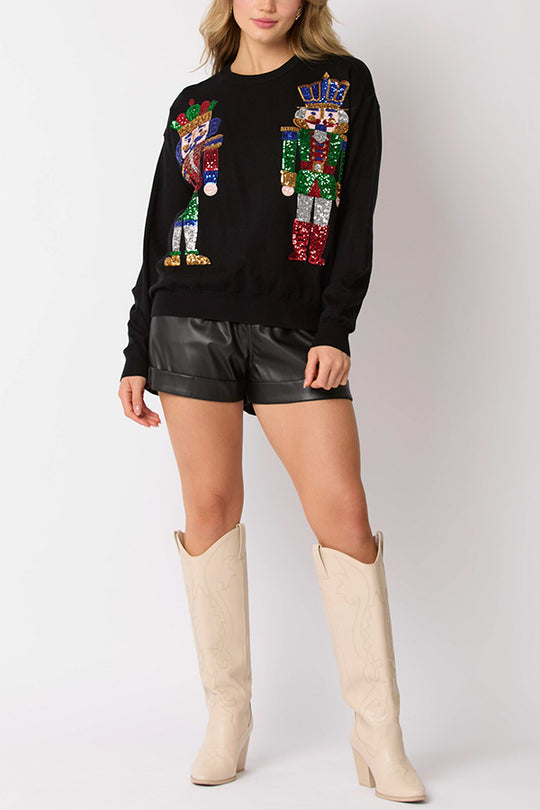 Velina Moda | Christmas Soldier Sequin Fashion Casual Sweatshirt