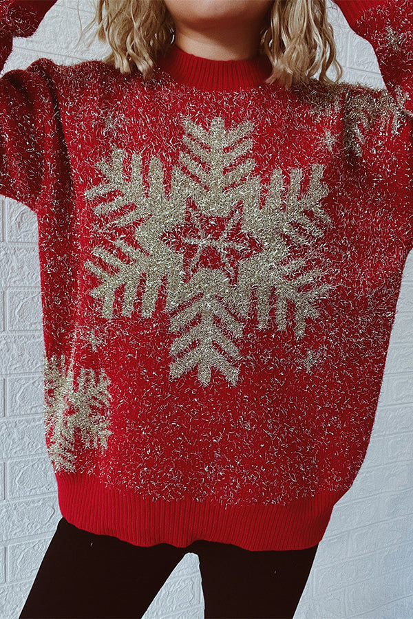 Velina Moda | Christmas Pattern Knitted Round Neck Long Sleeve Sweater