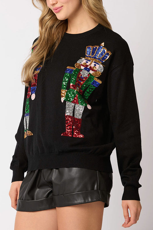 Velina Moda | Christmas Soldier Sequin Fashion Casual Sweatshirt