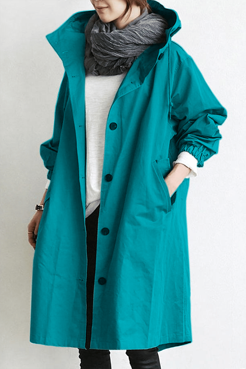 Hooded trench coat for women