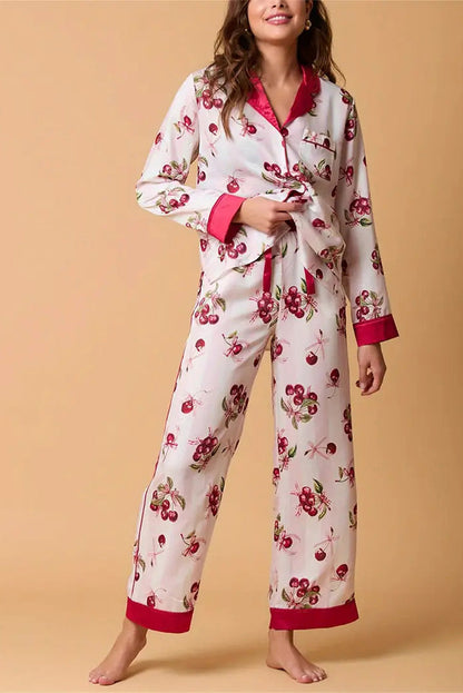 Velina Moda | Christmas Festive Striped Pattern Pajama Set