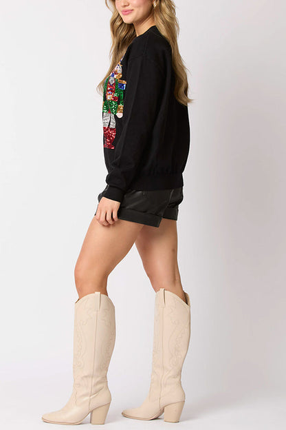 Velina Moda | Christmas Soldier Sequin Fashion Casual Sweatshirt