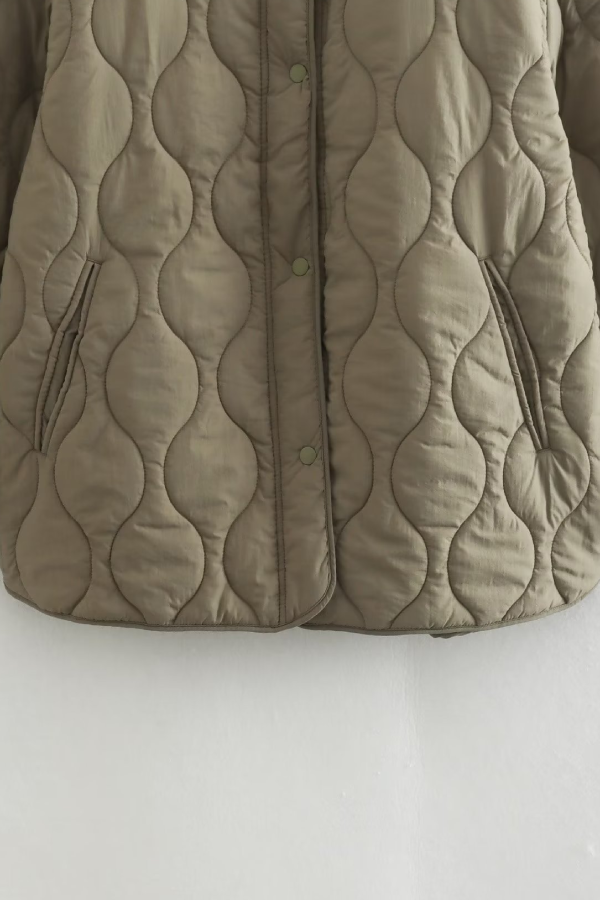 Velina Moda | Color Loose Round Neck Padded Jacket