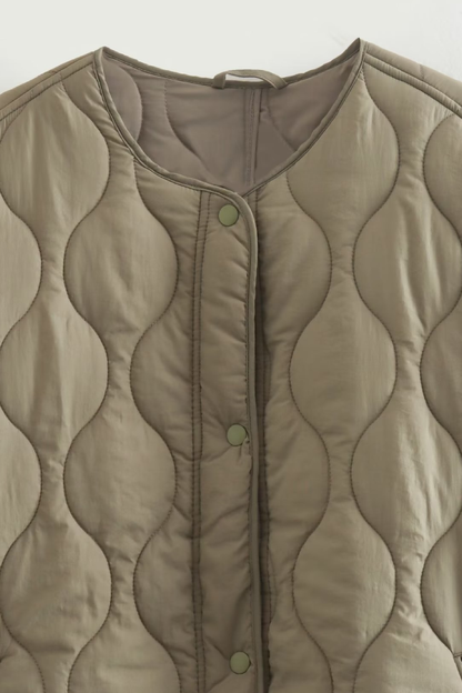Velina Moda | Color Loose Round Neck Padded Jacket