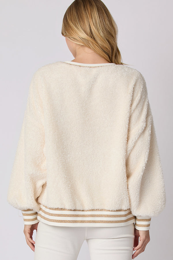 Velina Moda | Christmas Letters Rhinestone Long Sleeve Round Neck Sweatshirt