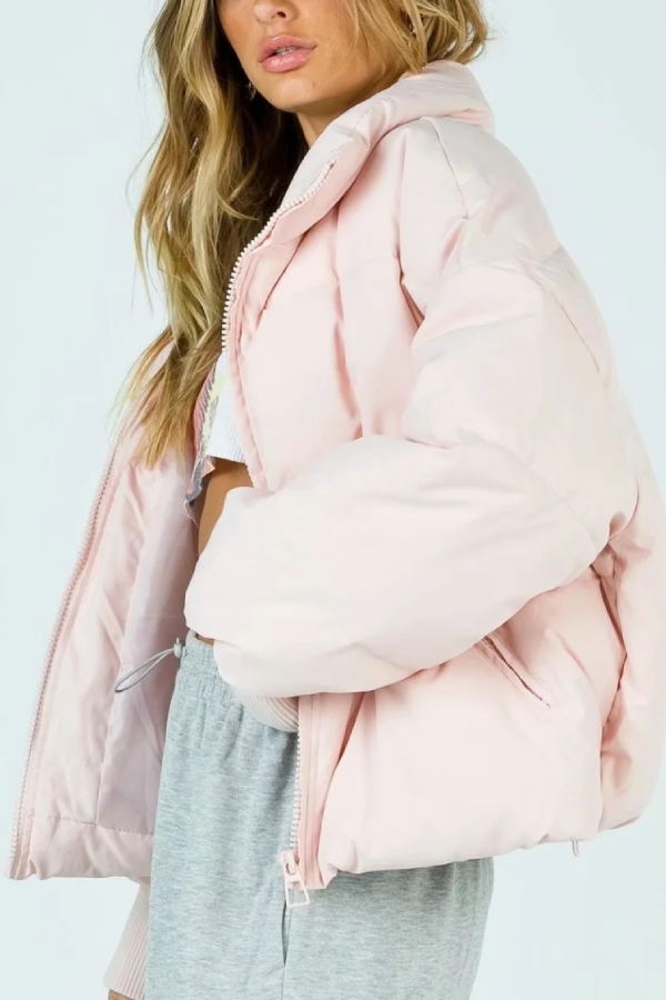 Velina Moda | Collar Zipper Pocket Thick Warm Cotton Jacket