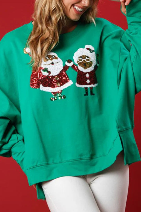 Velina Moda | Santa Sequins Casual Loose Long Sleeve Sweatshirt