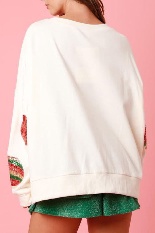 Velina Moda | Christmas Egg Sequin Casual Long Sleeve Sweatshirt