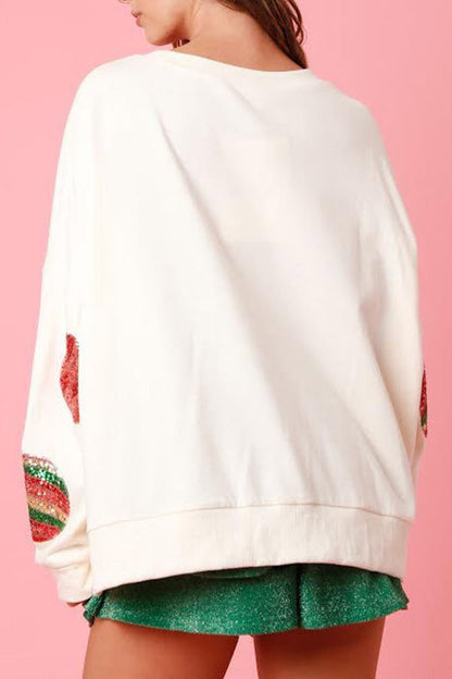 Velina Moda | Christmas Egg Sequin Casual Long Sleeve Sweatshirt