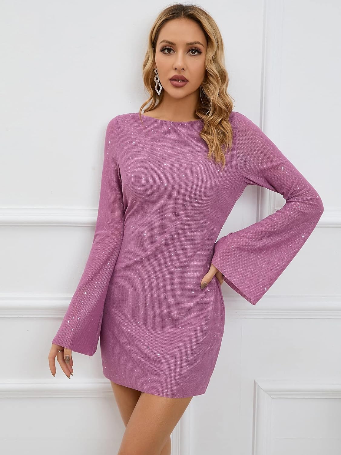 Short long-sleeved party dress