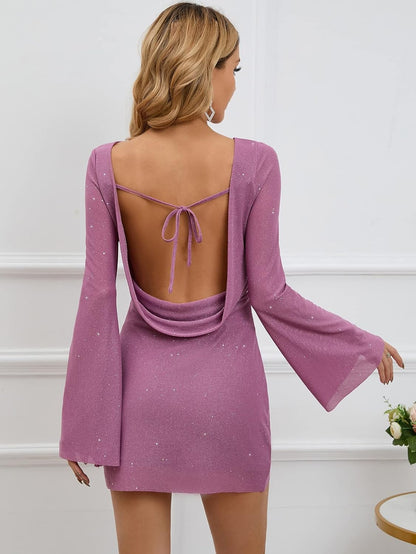 Short long-sleeved party dress