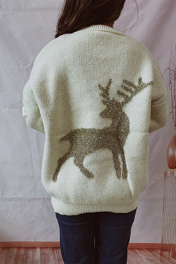 Velina Moda | Christmas Pattern Knitted Round Neck Long Sleeve Sweater