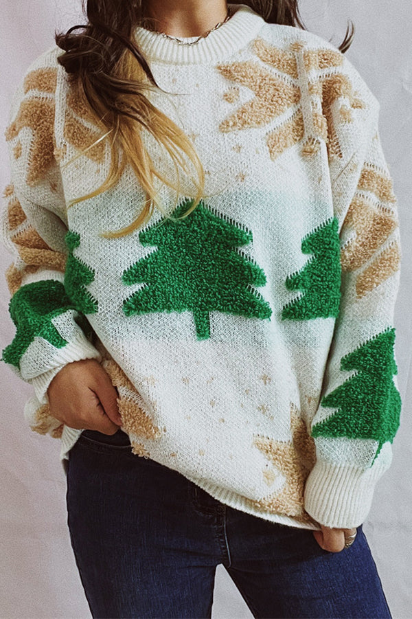 Velina Moda | Christmas Pattern Knitted Round Neck Long Sleeve Sweater